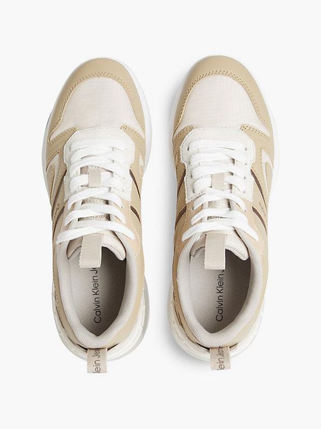 Beige Calvin Klein Leather Women Sneakers | PTZG-71803