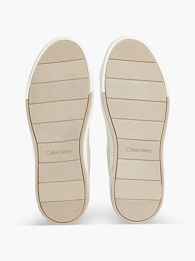 Beige Calvin Klein Leather Women Sneakers | FWDI-12954