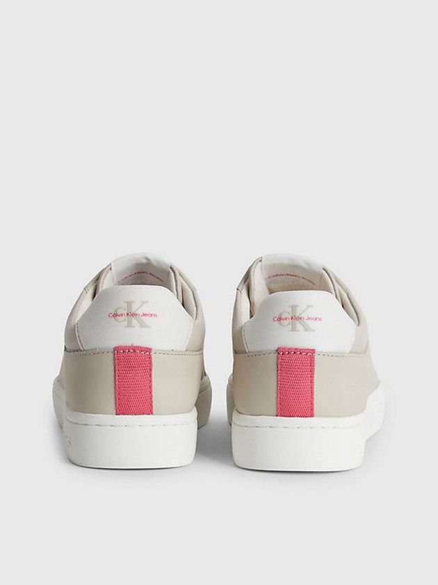 Beige Calvin Klein Leather Women Sneakers | ZYDN-63801