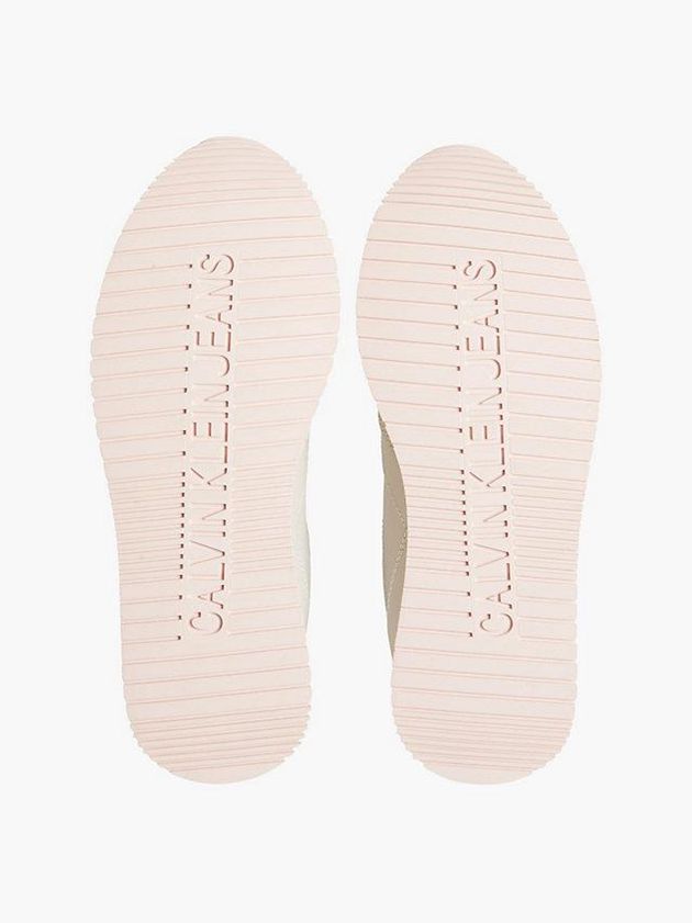 Beige Calvin Klein Leather Women Sneakers | SIFU-32780