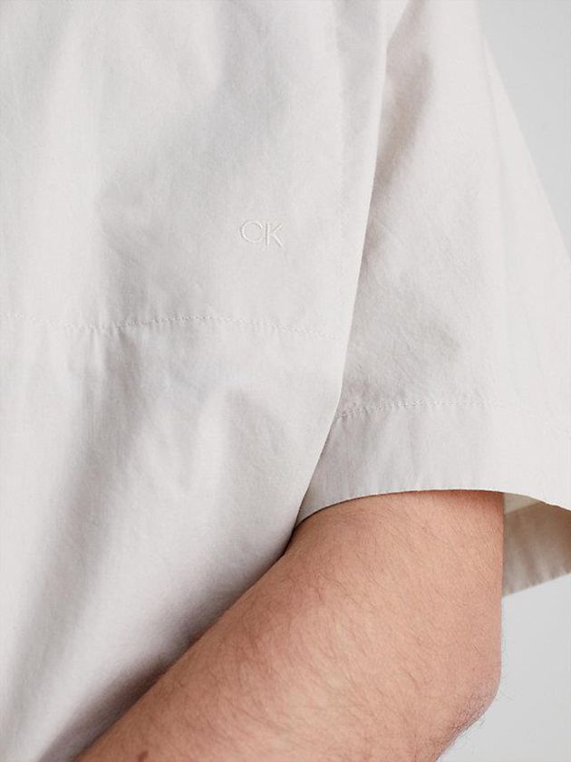 Beige Calvin Klein Linen Cotton Men Shirts | JTBA-59614