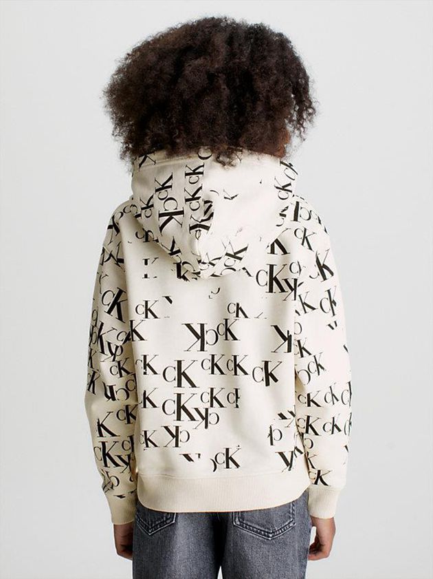 Beige Calvin Klein Logo Girls's Hoodie | TEPL-50816