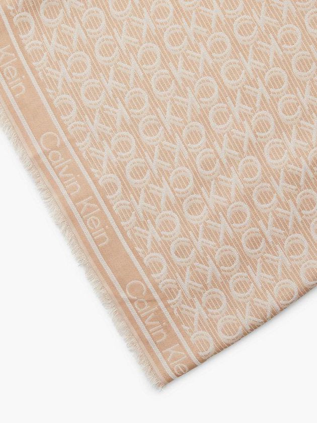 Beige Calvin Klein Logo Jacquard Women Scarf | YUMK-60983