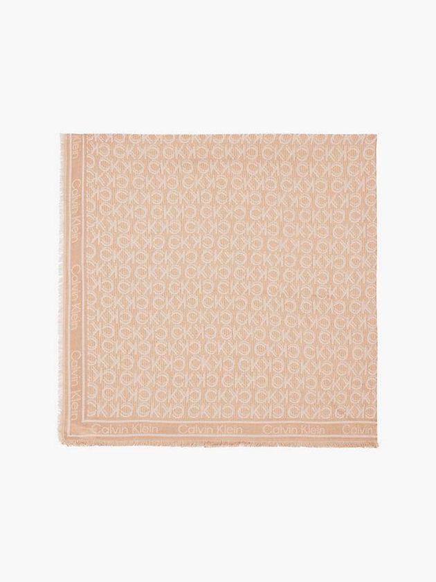 Beige Calvin Klein Logo Jacquard Women Scarf | YUMK-60983