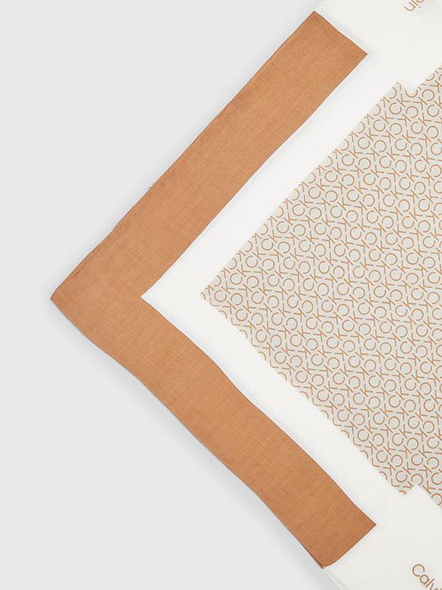 Beige Calvin Klein Logo Women Scarf | MIGB-20196