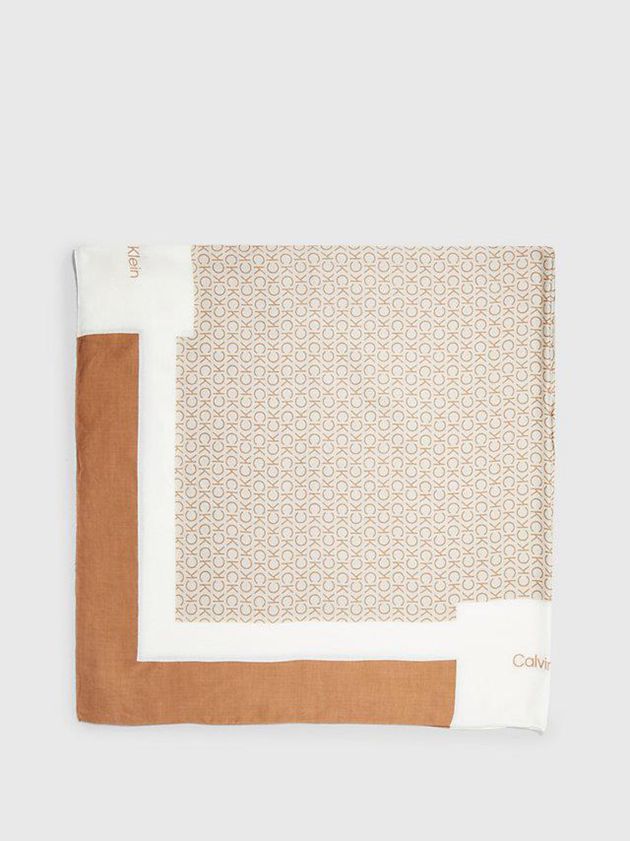 Beige Calvin Klein Logo Women Scarf | MIGB-20196