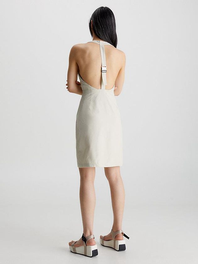 Beige Calvin Klein Open Back Utility Women Dress | PEJN-54207