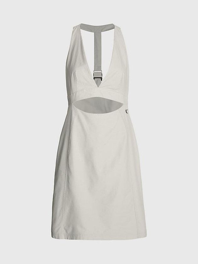 Beige Calvin Klein Open Back Utility Women Dress | PEJN-54207