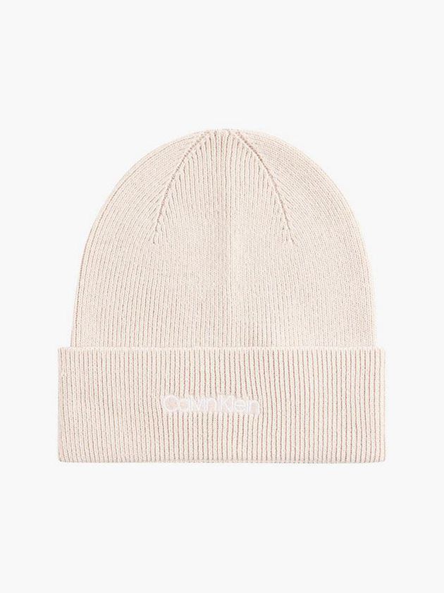 Beige Calvin Klein Organic Cotton Blend Women Beanie | BRMP-24568