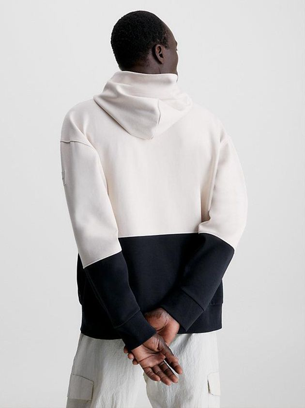 Beige Calvin Klein Organic Cotton Colourblock Men Hoodie | FLHB-64719