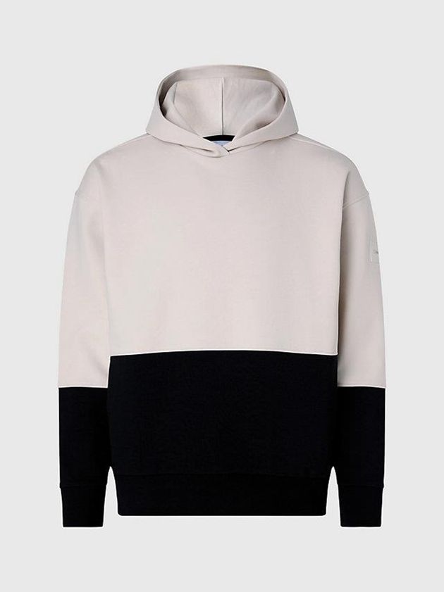 Beige Calvin Klein Organic Cotton Colourblock Men Hoodie | FLHB-64719