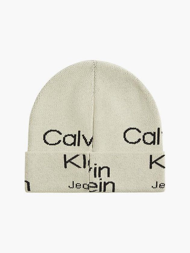 Beige Calvin Klein Organic Cotton Logo Women Beanie | RYAC-51780