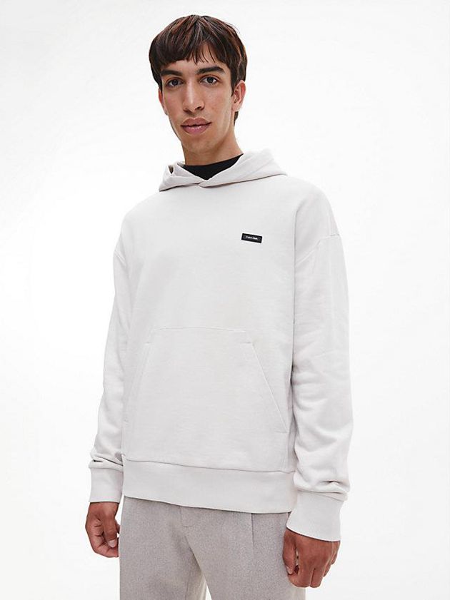 Beige Calvin Klein Organic Cotton Men Hoodie | VGOQ-14256
