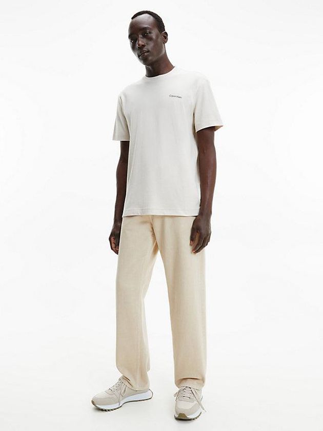 Beige Calvin Klein Organic Cotton Men T-Shirt | BFQW-75432