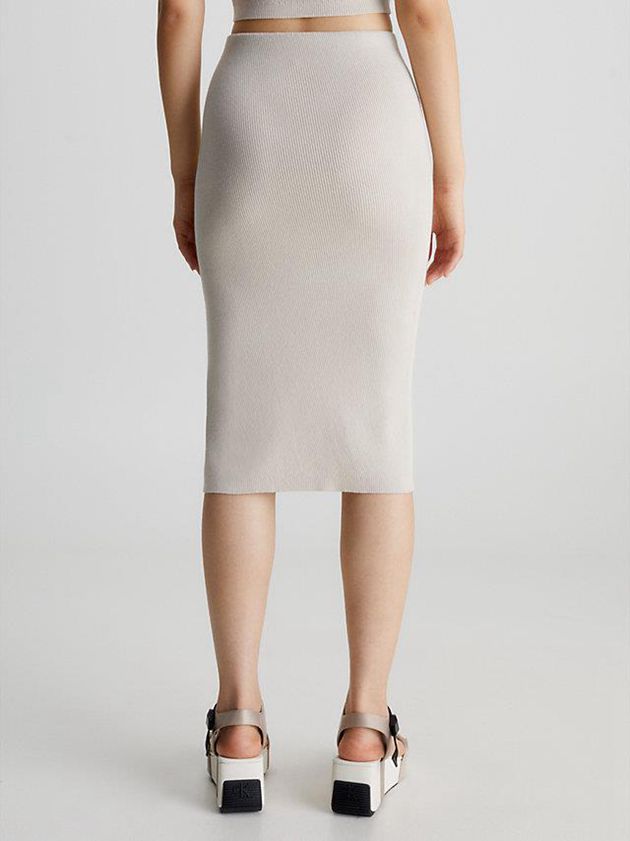 Beige Calvin Klein Organic Cotton Pencil Women Skirt | DZNV-47156