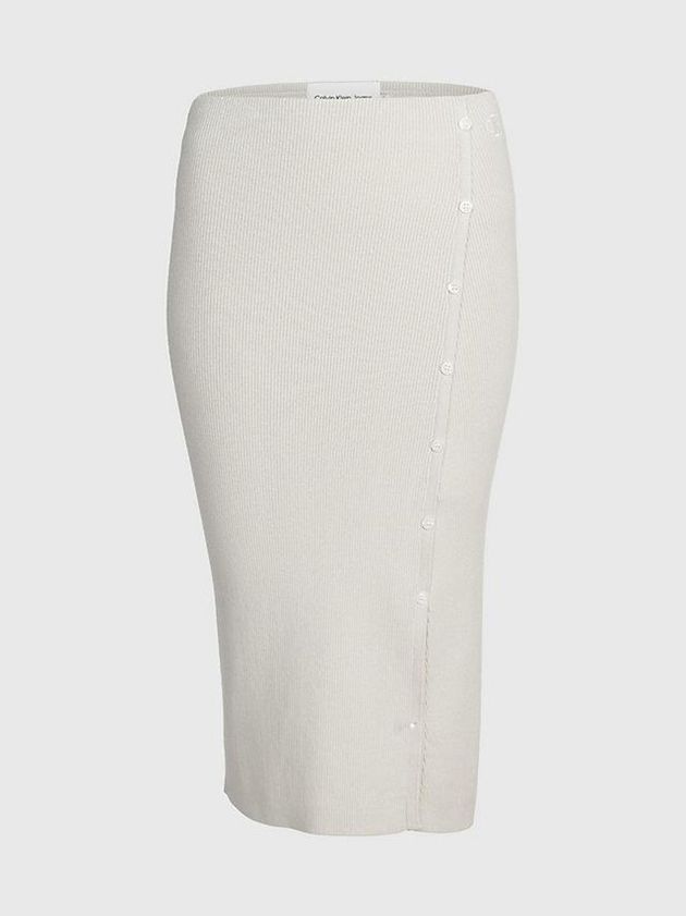 Beige Calvin Klein Organic Cotton Pencil Women Skirt | DZNV-47156