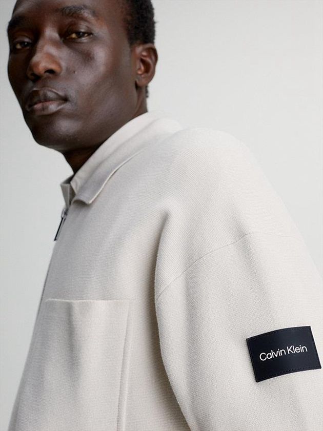 Beige Calvin Klein Organic Cotton Shirt Men Jacket | GMLU-56179