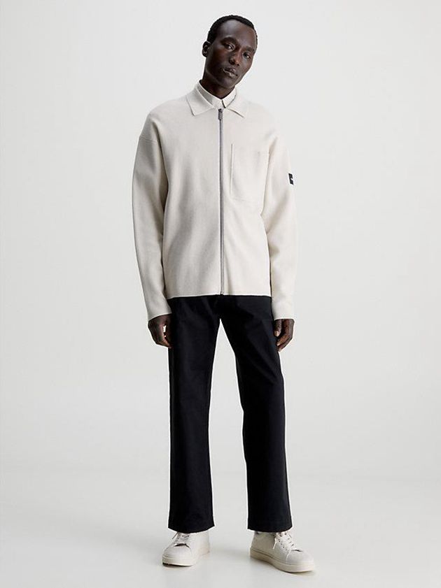 Beige Calvin Klein Organic Cotton Shirt Men Jacket | GMLU-56179