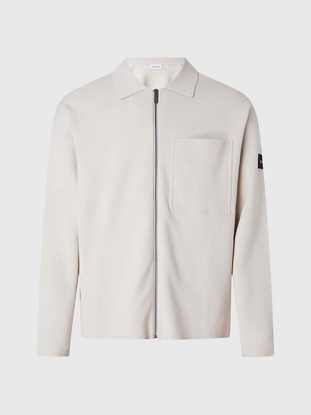Beige Calvin Klein Organic Cotton Shirt Men Jacket | GMLU-56179