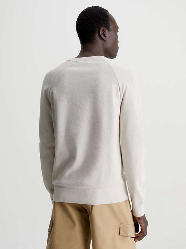 Beige Calvin Klein Organic Cotton Textured Jumper Men Sweater | KZDY-84753