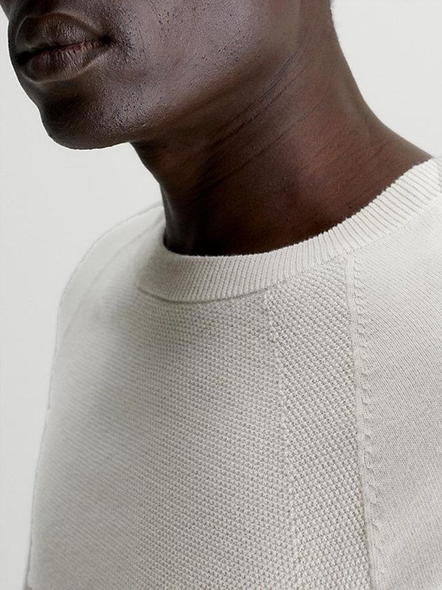 Beige Calvin Klein Organic Cotton Textured Jumper Men Sweater | KZDY-84753