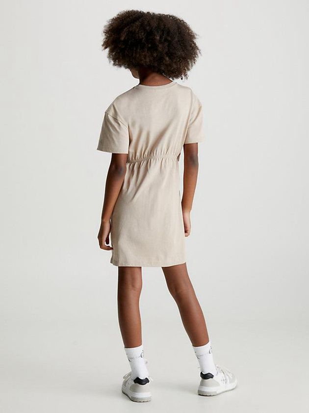 Beige Calvin Klein Overlap T-Shirt Girls's Dress | WRTV-02861