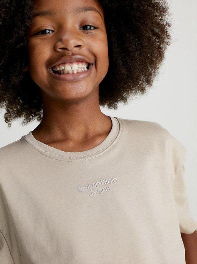 Beige Calvin Klein Overlap T-Shirt Girls's Dress | WRTV-02861