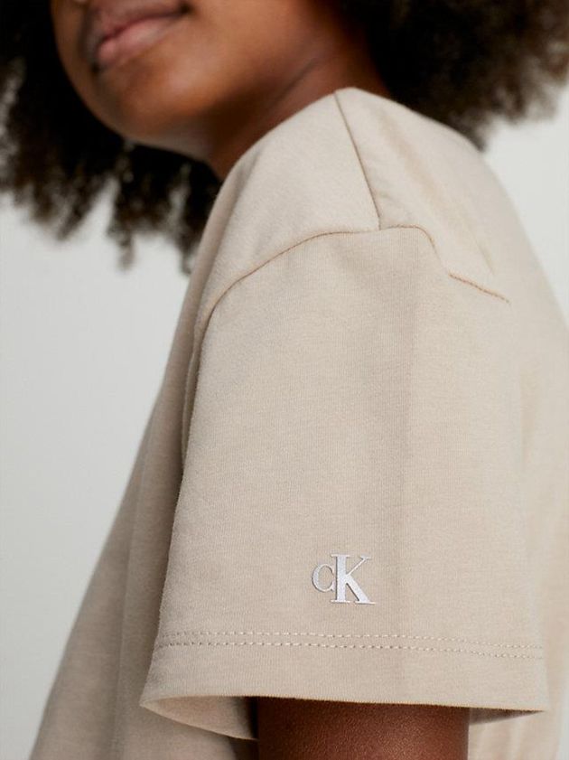 Beige Calvin Klein Overlap T-Shirt Girls's Dress | WRTV-02861