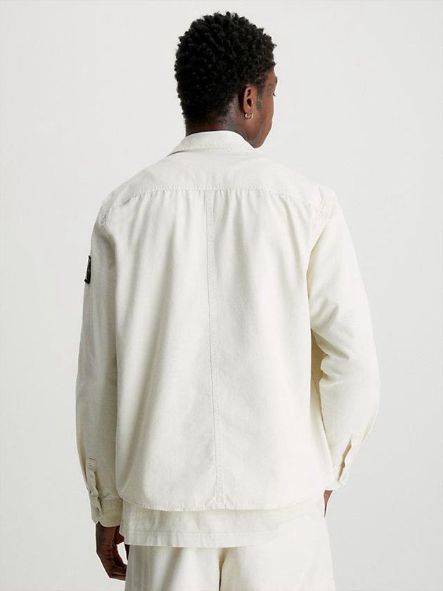 Beige Calvin Klein Oversized Cotton Twill Shirt Men Jacket | FZSK-50174