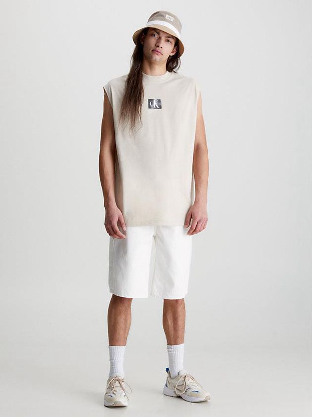 Beige Calvin Klein Oversized Tank Men Top | ASLR-61392