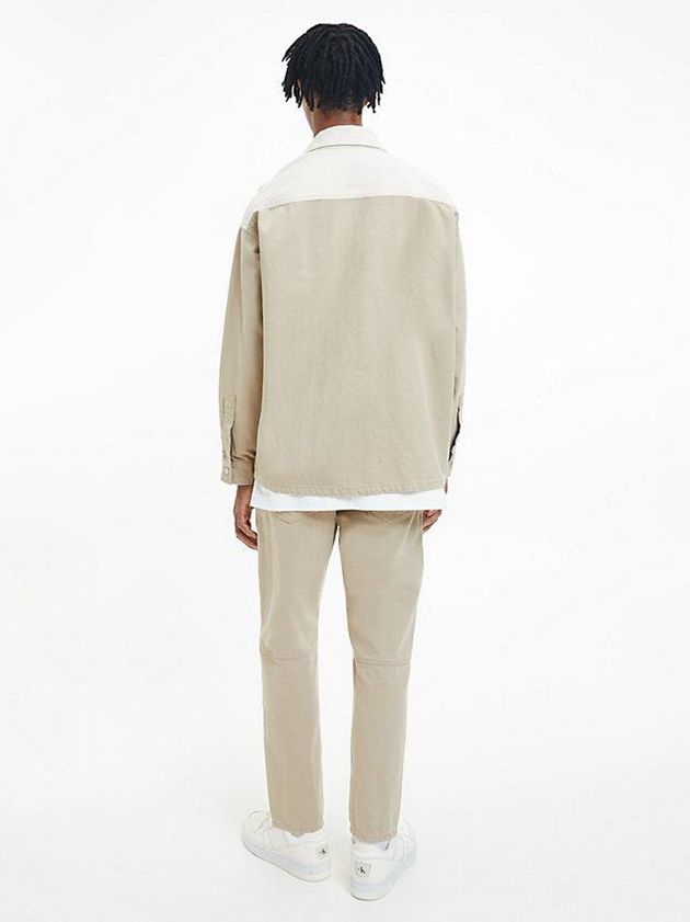 Beige Calvin Klein Oversized Utility Shirt Men Jacket | VSAF-67853