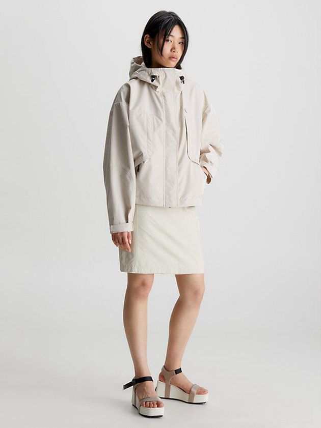 Beige Calvin Klein Oversized Waterproof Women Jacket | UTPS-24783