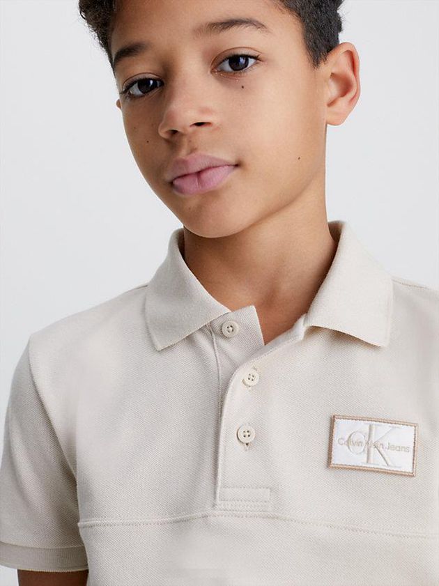 Beige Calvin Klein Pique Boys's Polo Shirt | UPQH-21493
