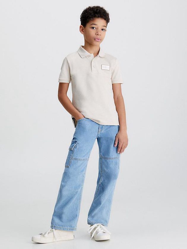 Beige Calvin Klein Pique Boys's Polo Shirt | UPQH-21493