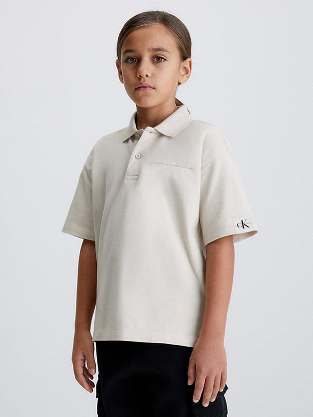 Beige Calvin Klein Pique Boys\'s Polo Shirt | EDHU-71982