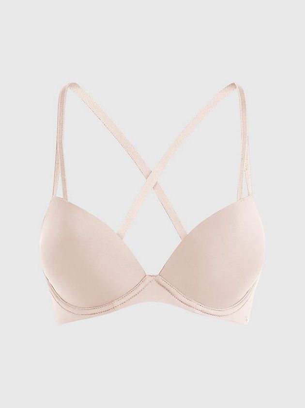 Beige Calvin Klein Push-Up T-Shirt - Seductive Comfort Women Bra | BNCO-79021