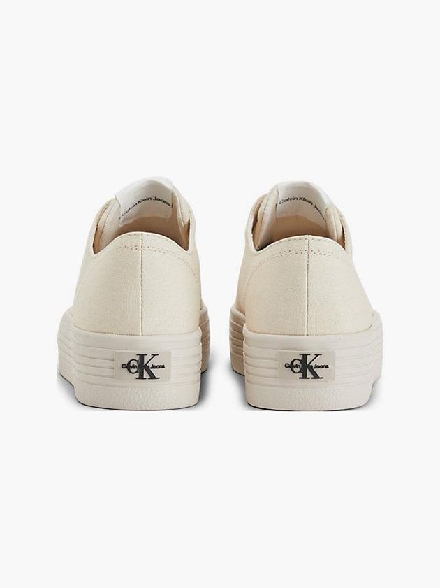 Beige Calvin Klein Recycled Canvas Platform Women Sneakers | KBDA-10564