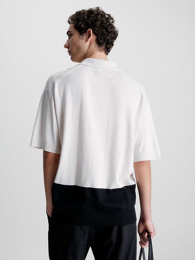 Beige Calvin Klein Recycled Colourblock Men Polo Shirt | FLVS-05837
