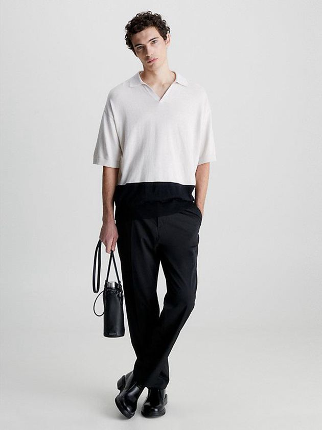 Beige Calvin Klein Recycled Colourblock Men Polo Shirt | FLVS-05837
