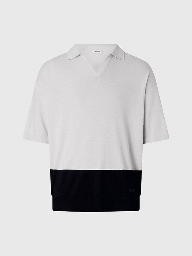Beige Calvin Klein Recycled Colourblock Men Polo Shirt | FLVS-05837