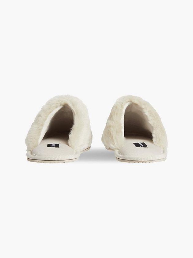 Beige Calvin Klein Recycled Faux Fur Women Slippers | WGYJ-93807