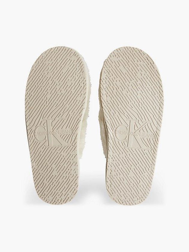 Beige Calvin Klein Recycled Faux Fur Women Slippers | WGYJ-93807
