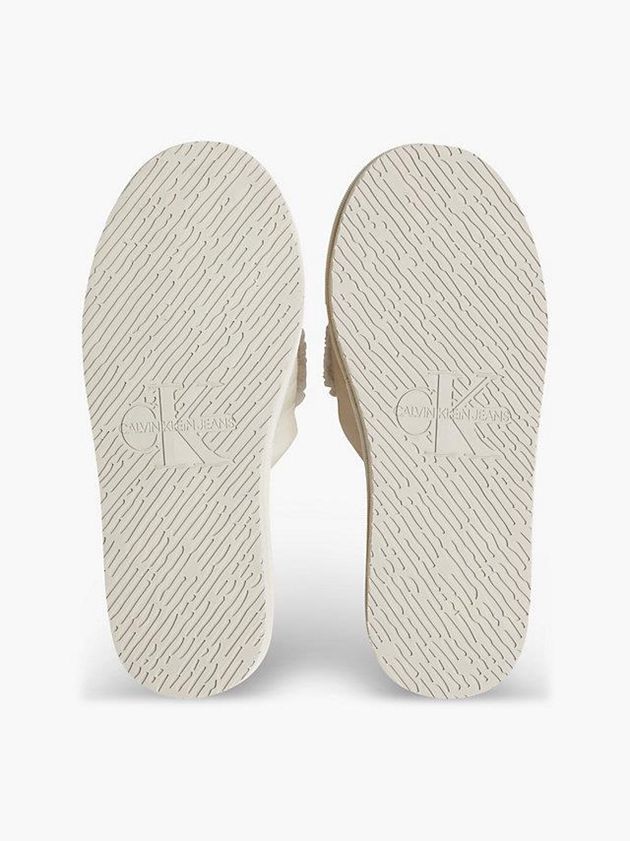 Beige Calvin Klein Recycled Faux Shearling Women Slippers | NAWC-29483