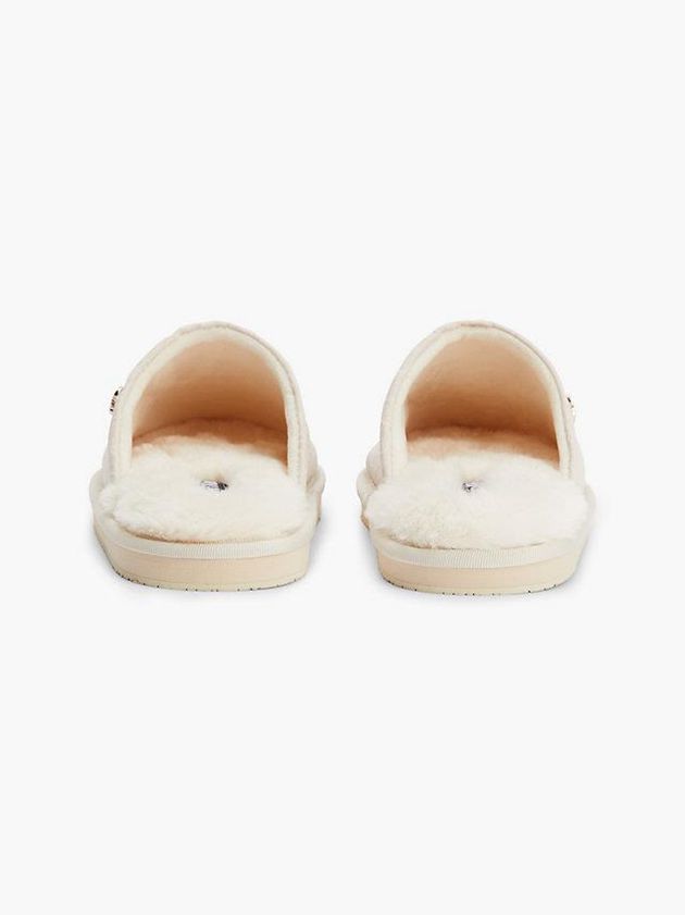 Beige Calvin Klein Recycled Logo Jacquard Women Slippers | TQVA-17526