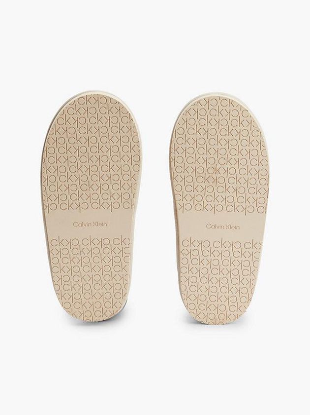 Beige Calvin Klein Recycled Logo Jacquard Women Slippers | TQVA-17526