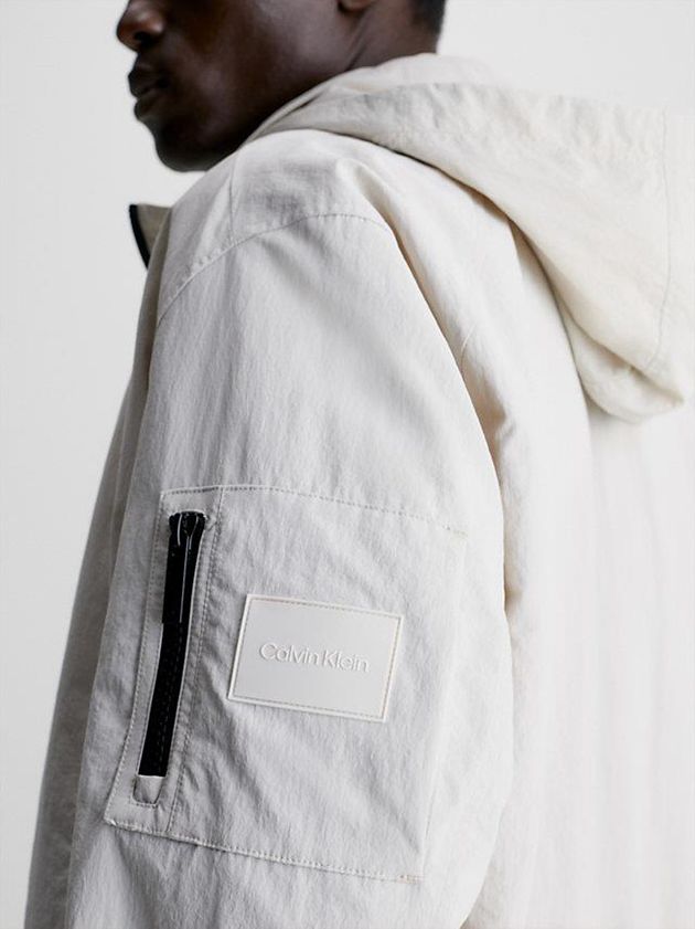 Beige Calvin Klein Recycled Matt Bomber Men Jacket | PDAU-48109