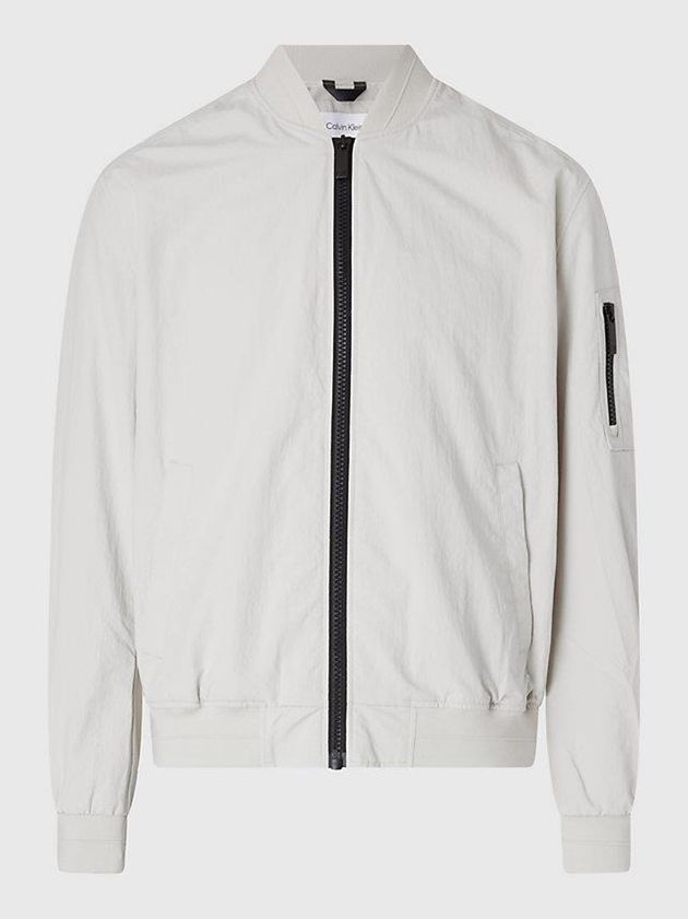 Beige Calvin Klein Recycled Matt Bomber Men Jacket | PDAU-48109