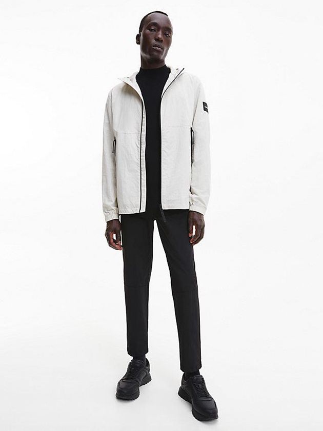 Beige Calvin Klein Recycled Nylon Hooded Men Jacket | VWPD-56378