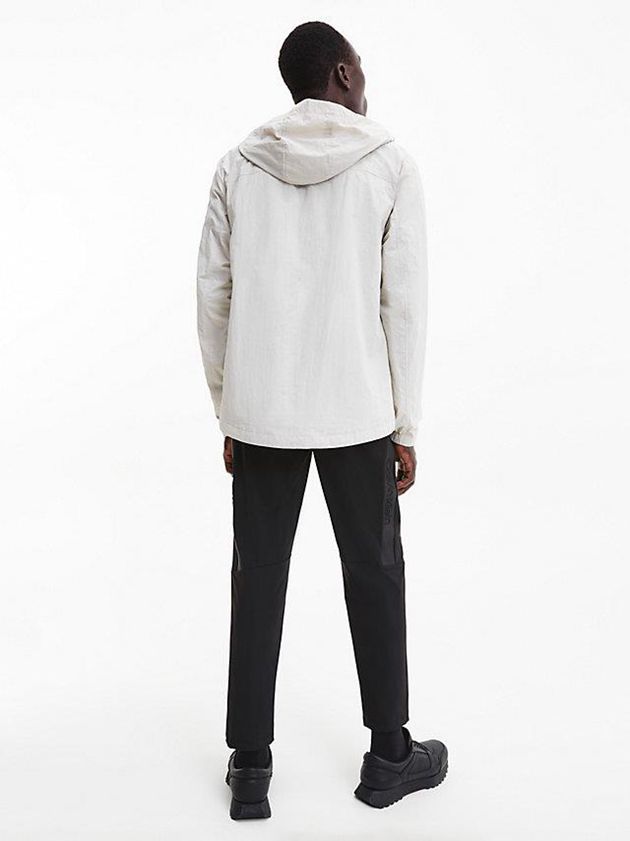 Beige Calvin Klein Recycled Nylon Hooded Men Jacket | VWPD-56378