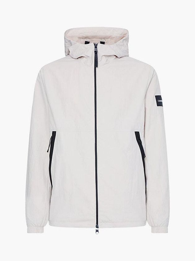 Beige Calvin Klein Recycled Nylon Hooded Men Jacket | VWPD-56378